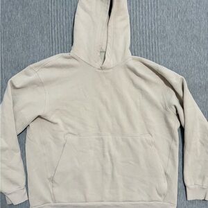 Lululemon Pullover Hoodie Beige Cream Fleece Kangaroo Pocket Mens L LM3ERZS.04